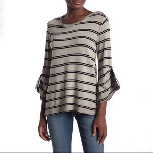 Democracy Tie Bell Sleeve Striped Sweater Size XS